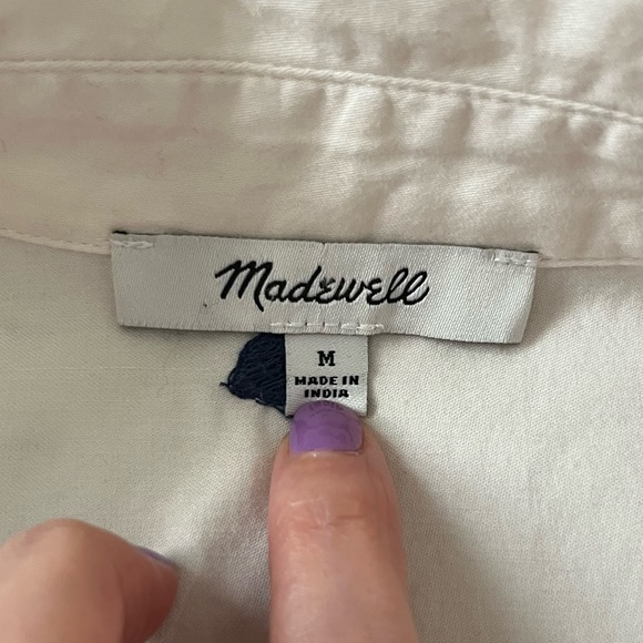 SOLD E Madewell Seamed Heart Print Button Down Short Sleeve Shirt Womens Medium - Picture 10 of 11